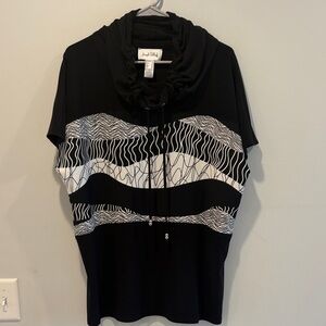 Joseph Ribkoff Black and White Cowl Neck Blouse